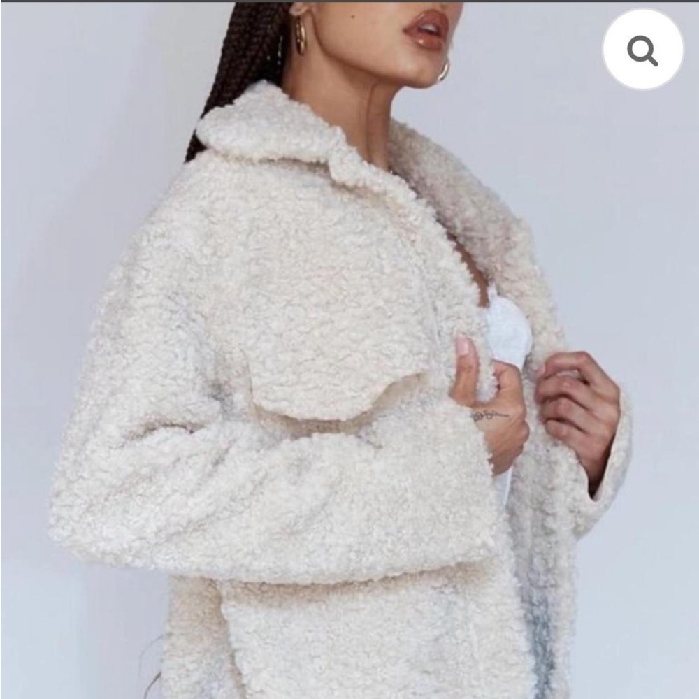 Princess Polly Cream Teddy Jacket